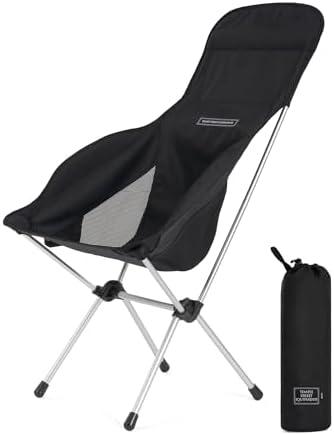 TSE HC100 Camping Chair, 3.36lbs Lightweight Folding Chair with Cup Holder, Portable and Easy to Carry for Camping, Beach, Hiking, Urbain, Festival or Garden (Silver)