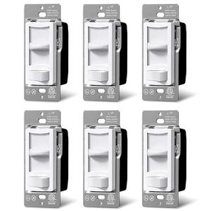 BESTTEN 6 Pack Dimmer Light Switch, LED Dimmer Switch, SinglePole or 3Way, for Dimmable LED, Halogen and Incandescent Bulbs, 120V, Wall Plate Included, UL Listed, White