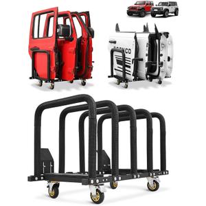 JROAD Upgrade Door Hanger Storage Rack Bracket Holder for 2007-2026 Jeep Wrangler JK JL Gladiator JT and 2021-2026 Ford Bronco Heavy-Duty 4-Door Vertical Organizer with Locking Wheels