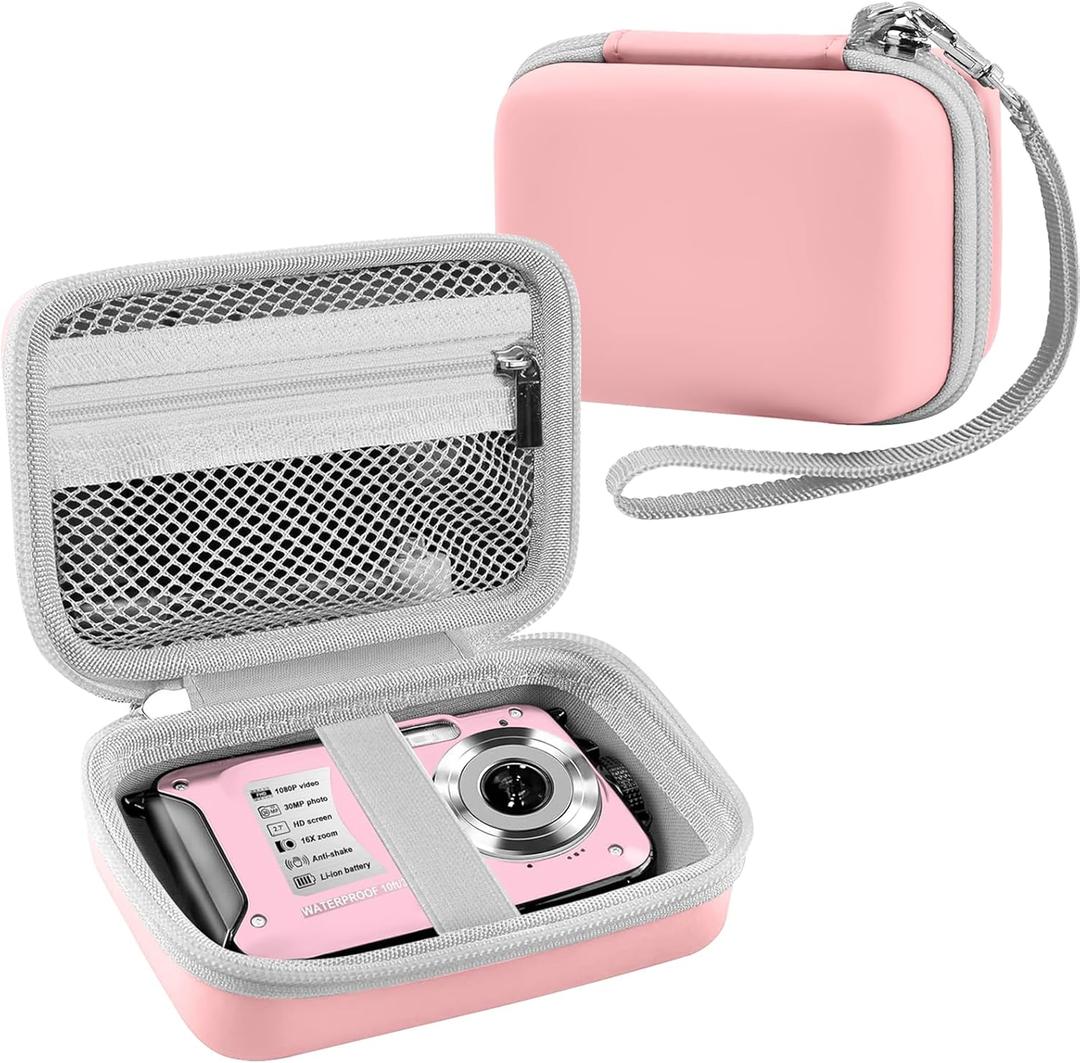 Leayjeen Underwater Camera Case Compatible with YISENCE/Trsunow/HICSHON/Yifecial/QUNVAL 11FT Waterproof Camera,Selfie Underwater Camera, Waterproof Floatable Digital Camera-Pink(Case Only)