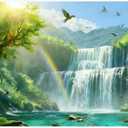 Oudain VBS 2026 Backdrop Decorations Rainforest Falls 9 x 20 ft Super Sized Wall Hanging Background for Students Exploring the Nature of God Photo Prop Banner for Sunday School Vacation Bible School