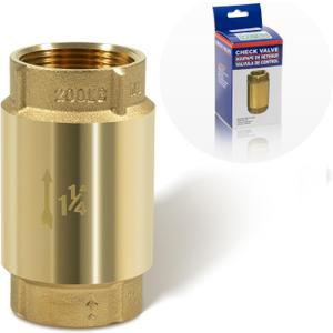 Check Valve with Backflow Prevention, Universal 1-1/4 inch One-Way Female Pipe Thread, Lead-Free Brass Construction, 1.25'' FNPT  1.25'' FNPT