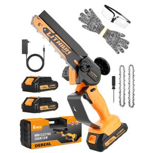 6 Inch Mini Chainsaw - Mini Chainsaw Cordless, Handheld Electric Chain Saw with 2 Rechargeable Btteries, Used on Wood Cutting, Tools for Tree Branches, Gift for Father, Men, Husband,