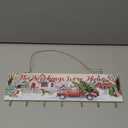 Maitys Christmas Stocking Holder with 7 Hangers - Wooden Organizer Sign 'The Stockings were Hung' - Xmas Mantel Snowmen Wall Mount Hanging Hook for Mantel (Truck)