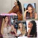 HOOJIH Ponytail Extension, Drawstring Ponytail Hair Extensions 26 Inch Long Curly Wavy Ponytail Natural Wavy Synthetic Hairpiece for Women Daily Use - Light Golden Blonde with White Blonde