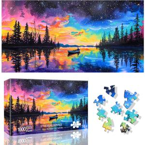 1000 Piece Jigsaw Puzzles for Adults -Ethereal VoyageIrregular Shaped Pieces for Challenging Fun, No Dust Oversize Starry Sky Artistic Puzzle, Gifts for Family Game Night 31.5 x 16 inch (Aurora)
