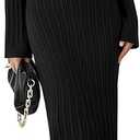 Saodimallsu Womens Off Shoulder Maxi Sweater Dress Long Sleeve Bodycon Sexy Elegant Club Party Knit Dresses
 Size M