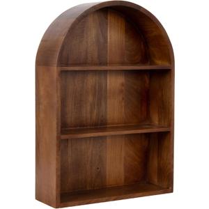 Kate and Laurel Arcott Modern Arched Wall Shelf, 18 x 26, Walnut Brown, Transitional Arch Wall Shelves for Over-The-Toilet Storage or Entryway Storage Shel