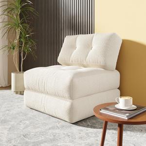 3 in 1 Folding Sofa Bed with Pillow Back Support, Convertible Mattress Floor Cushions, Portable Futon Couch Bed & Sleeper Chair Lounge for Living Room Bedroom,Cream