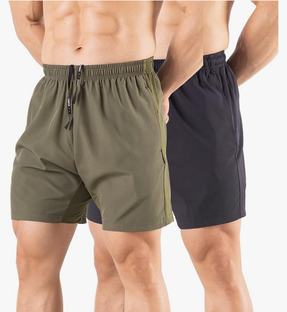Men's 5" Running Shorts 2 Pack Quick Dry Athletic Workout Gym Shorts with Zipper Pockets Amazon's Choice Medium