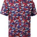 ZITY Mens Golf Shirt Short Sleeve Moisture Wicking Performance Daily Casual Print Patterns Collared Golf Polo Shirts for Men (Blue, L)