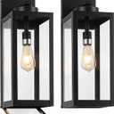 20" Large Outdoor Wall Lights with Closed Bottom - Black Outdoor Light Fixture Porch Lantern Wall Mounted, Waterproof Modern Exterior Wall Sconce Coach Lamp with Tempered Glass for House, E26, 2 Packs
