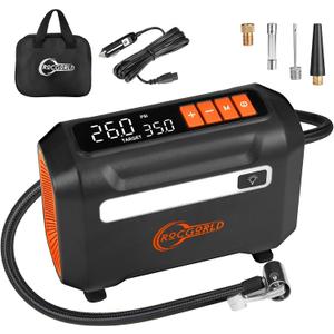 R8 Tire Inflator Portable Air Compressor, DC 12V Air Compressor for Car with Large Dual Digital Screen, 3X Faster Inflation Air Pump for Car Tires, Bike, Ball, Motor - Car Accessories (Orange)