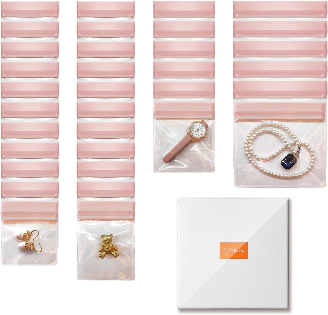 30 PCS Anti Tarnish Jewelry Bags for Travel and Storage, Small Clear EVA Pouches Organizer for Gold Silver Ring Earing Chain Bracelet, Jelly-Like Softness, No Yellowing, No Odors(Assorted Sizes)