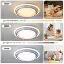 AHAWILL Low Profile Ceiling Fan with Light,19.29in Bladeless Ceiling Fan with Remote Control,Enclosed Flush Mount Fandelier,6 Wind Speed,Dimmable LED Lights,White,for Bedroom Dining Room