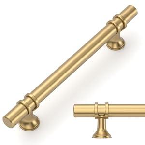 Amerdeco 10 Pack Champagne Bronze Cabinet Pulls 6.3 Inch(160MM) Hole Centers Kitchen Cabinet Handles Cabinets Hardware Drawer Pulls ZH0050