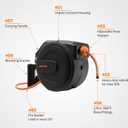 Giraffe Tools Retractable Air Hose Reel Enclosed with 3/8 in. x 50 ft Hybrid Hose, Lightweight Compressor Hose Reel Wall Mounted with 180 Swivel Bracket, 300 PSI