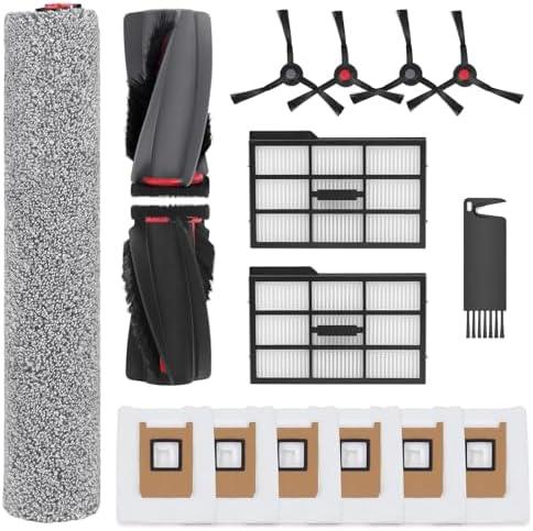 YYDSLEE Replacement Parts for Eufy E25 Omni / E28 Omni Robot Vacuum Cleaner Accessories, 1 Rolling Brush, 1 Roller Mop, 2 Filter,4 Side Brush, 6 Dust Bag