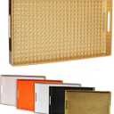 Gold Decorative Coffee Table Tray, Rectangular Plastic Serving Tray with Handles for Living Room, Ottoman, Bathroom, 15.7"*10.2"