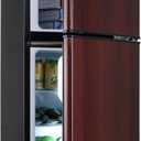 Dorm Fridge with Freezer, Small Refrigerator 3.45 Cu. Ft. with Freezer for Apartment, 7-Level Temperature Adjustable Apartment Size Fridge for Kichen, College, Office, Wood