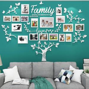 Family Tree Wall Decor - Picture Frames Collage 4x6 5x7 8x10 11x14 3D DIY-Acrylic Photo Frame for Living Room (White 57 * 81in）