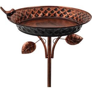 dreamysoul Metal Outdoor Bird Baths, 37 Inches Tall Freestanding Birdbaths, 5-Pronged Bird Bath for Outside Garden Yard Patio Decor, Copper & Black