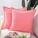 MADIZZ Set of 2 Rustic Farmhouse Chenille Throw Pillow Covers 16x16 Inch Pink Soft Decorative Cushion Cover for Sofa Bedroom Neutral Couch Throw Pillows for Bed Pillowcases Home Decor
