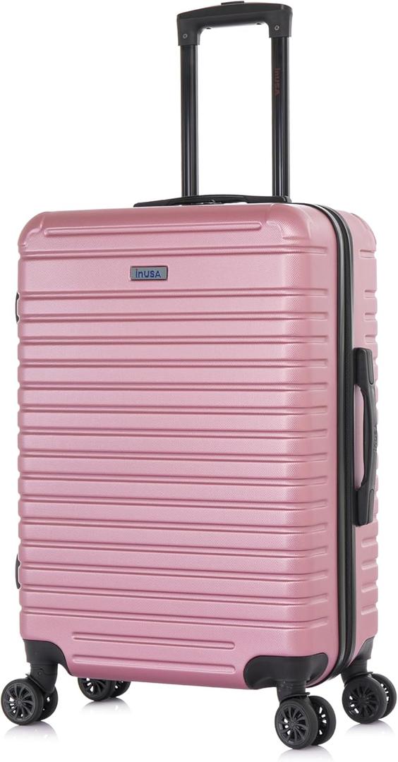 InUSA DEEP Luggage with GEL Handle | Spacious Traveling Suitcases, Travel Suitcase with Dual Spinner Wheels and Studs | 24 Inch Medium Hardside Luggage | Rose Gold