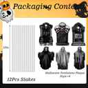 3 x 6 Pcs Halloween Decorations Outdoor, 17" Large Realistic Halloween Cemetery Tombstone Yard Signs with Stakes, Waterproof Lawn Garden Outside Decorations - Set 2