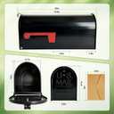 Black Galvanized Steel Post-Mount Mailbox, 19 x 8.7 x 6.7 inches, Standard Mail Box,Medium Capacity,Mailboxes for Outside Post Mount