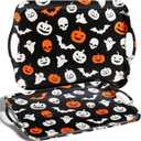 Oasis Choice Halloween Serving Tray Set, 18" Handled Tray Bamboo Set of 2 for Entertaining, Durable & Dishwasher Safe, with Cute Ghost Pumpkin Patterns Serving Trays for BBQ, Party, Turkey & Cheese