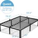 VIPSHOW 16 Inch Queen Bed Frame, 3500Lbs Heavy Duty Metal Platform with Round Corner Legs Mattress Slide Stopper, Steel Slat Support No Box Spring Needed, Noise Free, Non-Slip, Easy Assembly
