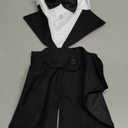 Kuoser Dog Tuxedo Dog Suit and Bandana Set, Dogs Tuxedo Wedding Party Suit, Doggy Prince Bow Tie Shirt Formal Pet Wedding Attire for Small Medium and Large Dogs Golden Retriever Samo Bulldogs, M