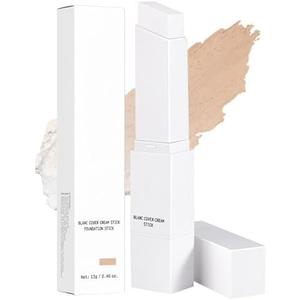 gtalmp Cover Cream Stick, Color Changing Foundation Stick, Skin Matching Cover Cream with Medium to Full Coverage Dewy Finish Base Makeup, Dual-Ended with Detachable Brush (Light)