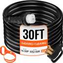 VEVOR 30 FT 50 Amp Generator Extension Cord NEMA 14-50P & SS2-50R & CS6364, STW 45446 + 45505 125V 250V Generator Power Cord Twist Lock Connectors