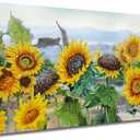 Ardemy Sunflower Wall Art Canvas Painting 48"x24" - Vibrant Yellow Floral Landscape Textured Artwork for Living Room, Dining Room, Bedroom, Home Office Decor