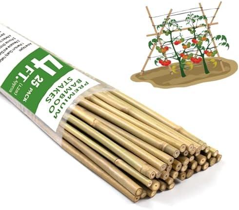 Bamboo Stakes,4FT Natural Bamboo Garden Stakes,BOVITRO 25Pcs Plant Stakes,Bamboo Sticks for Tomato,Beans,Vegetable and Climbing Plants