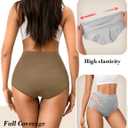 High Waisted Underwear for Womens Cotton Tagless Soft Ladies Panties Full Coverage Slight Tummy Control Briefs 5 Pack, Size Medium