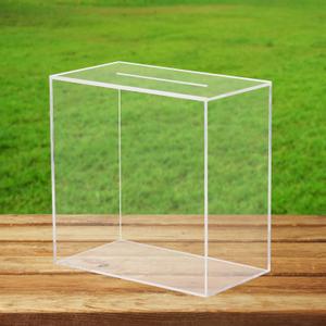Hxezoc Clear Acrylic Wedding Card Box Large DIY Card Boxes with 4 "Card Text Stickers Gift Money Box Holder for Wedding Reception Anniversary Birthday Party Baby Shower Graduation Decorations, Wedding Card Box Size: 10 x 10 x 5.5 inch / 25.5 x 25.5 x 14 cm, The Acrylic card box is 3.6mm thick