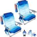 #WEJOY Beach Chair for Adults, Reclining Adjustable Position,Lay Flat Lightweight Folding Portable Aluminum Chair with Backpack Straps,Padded headrest, Heavy Duty 400 lbs Lawn Chair for Beach, 2 Pack