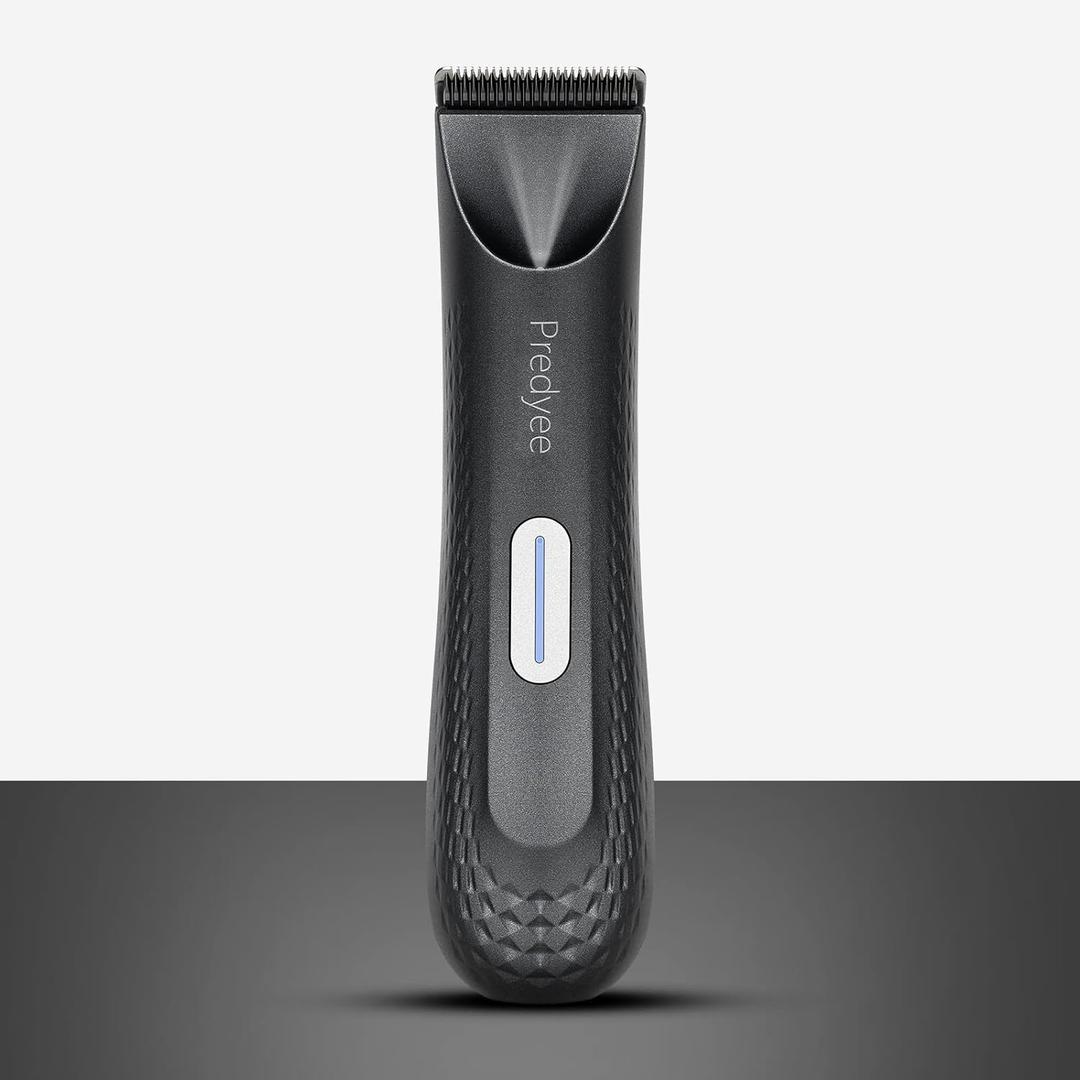 Predyee Manscape Trimmer for Men - IPX7 Waterproof Ball/Body Trimmer w/LED Light & Ceramic Blade, 120Min Groomer for Pubic/Groin/Chest, USB-C Fast Charge, No Nicks, Gifts for Him Dad Husband