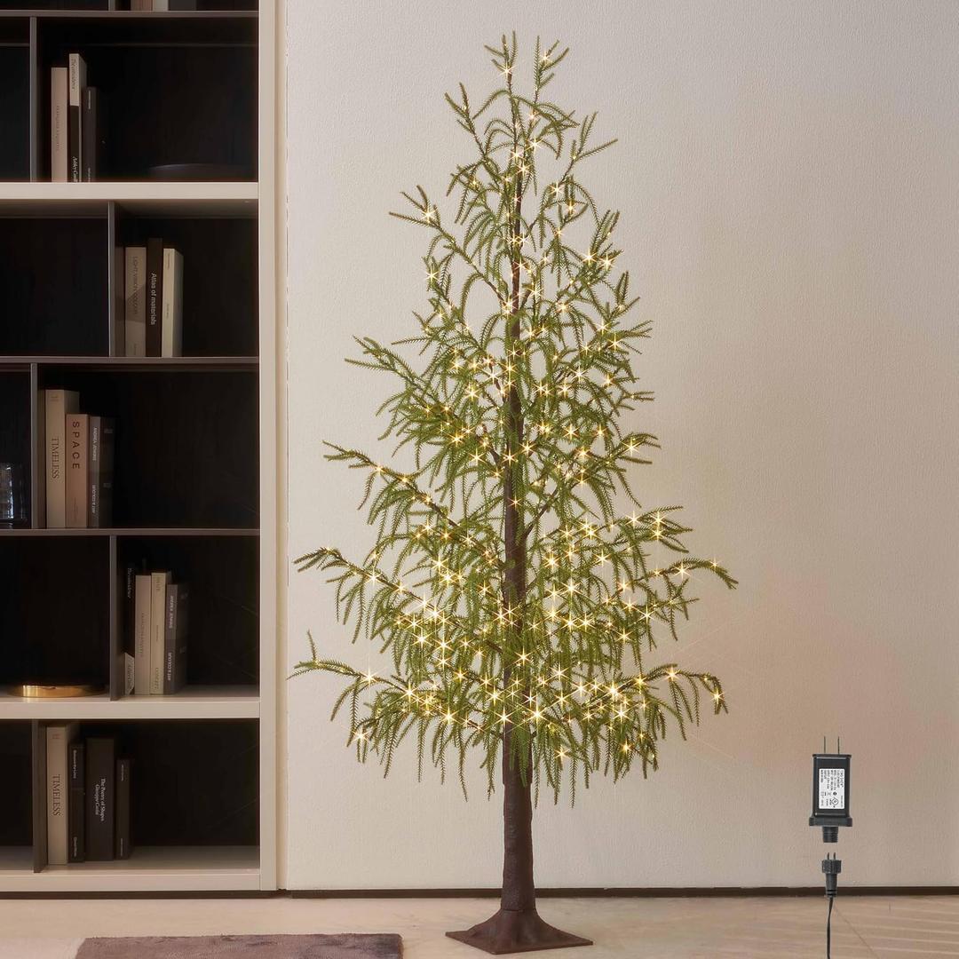 Hairui Lighted Christmas Norfolk Pine Tree 416 LED Fairy Lights 6FT Plug in, Faux Pine Tree Lights for Indoor Outdoor Home Holiday Decoration