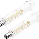 2Pack 10ml/cc Glass Syringe With Metal Luer Lock and Caps for Liquid, Borosilicate Glass Syringe for Oil or Glue Applicator,No Needle