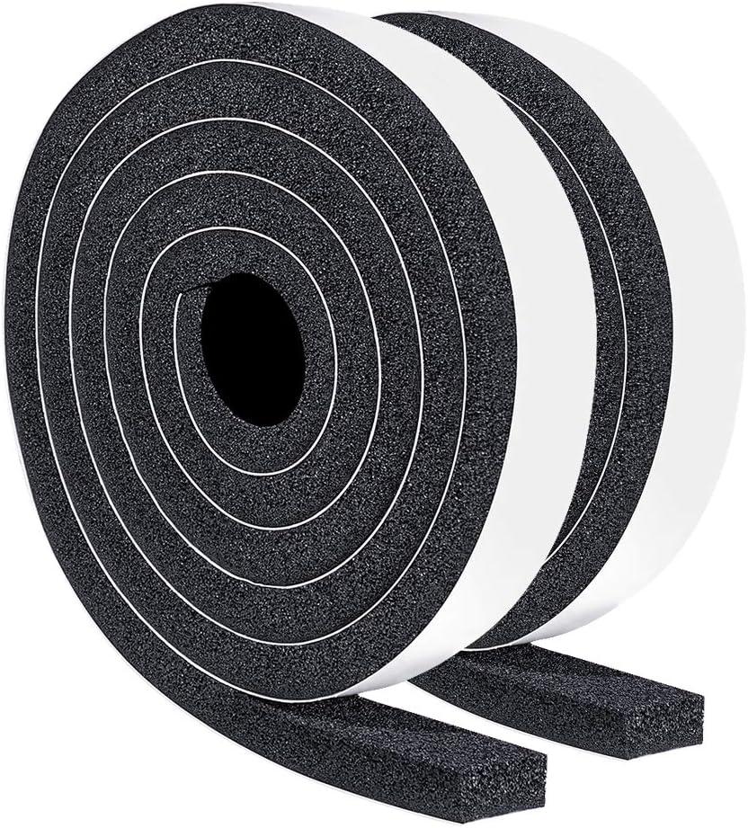 TORRAMI Maximum Compression Foam Weather Stripping 1 inch W X 1/2 inch T, Seal Strip Tape for Soundproofing Insulation Total 13 feet (2 Rolls of 6.5 Ft Each)