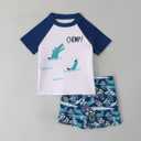Boys Two-Piece Rash Guard Swimsuit Set Kids Sunsuit Swimwear for Beach and Pool (6Years)