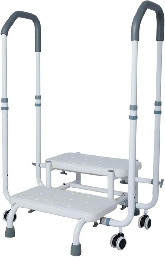 Steps with Handrail, Heavy Duty 2 Steps RV Stairs for Adult, Seniors, Holds up to 300 lbs