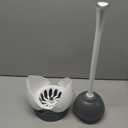 Clorox Toilet Plunger with Hideaway Holder Caddy Heavy-Duty Compact Design with Non-Skid Rubber Base for Bathroom Convenient Storage Toilet Unclogger, 6.5x19.5-Inch, White