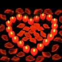 1000 Pieces Artificial Red Rose Petals with 24 Pieces Heart Romantic Flameless LED Tealight Candles for Special Night, Love Candle for Valentine's Day, Anniversary Decorations, Wedding, Engagement