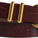 Scarlet Darkness Women Synthetic Leather Belts with Buckle 23mm Wide Belt for Jeans Pant Dress (Large, Textured Dark Brown Gold Buckle)