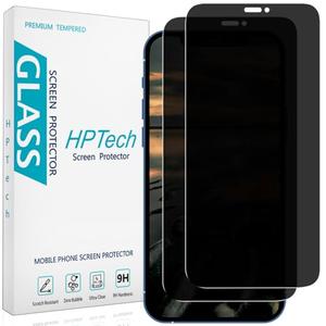 HPTech (2 Pack) Privacy Screen Protector for iPhone 12 Pro Max 6.7 Inch Anti Spy Tempered Glass, Anti Scratch, Bubble Free